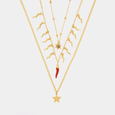 Collana in Metallo pendenti cornetti rossi e stella AMONAPOLI - gioiello BySimon