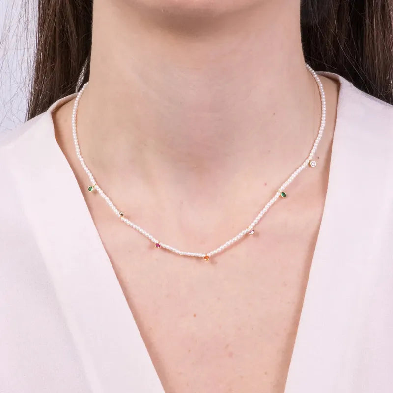 Collana in Metallo con pietre e zirconi colorati