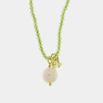 Collana in Metallo con pietre verdi e perla centrale