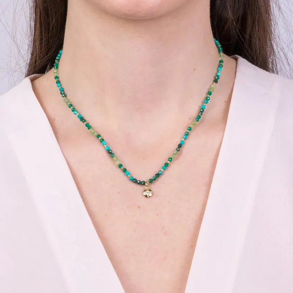 Collana in Metallo con pietre verdi