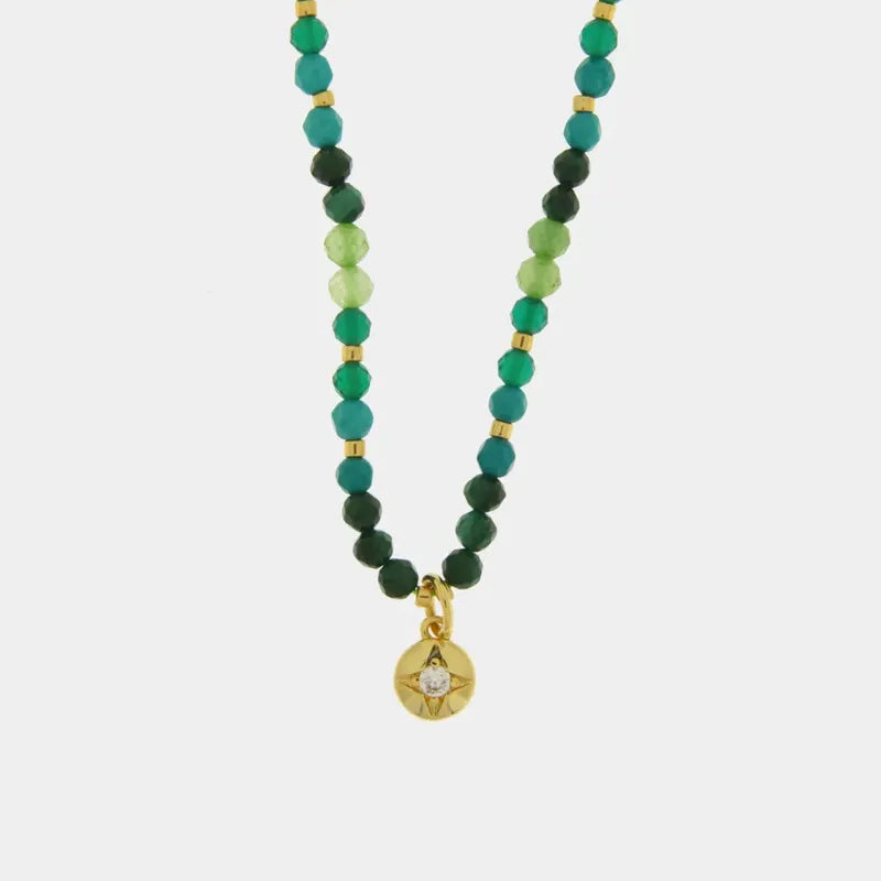 Collana in Metallo con pietre verdi