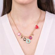 Collana in Metallo con ciondolo timone e bottoni colorati