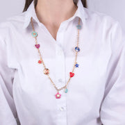 Collana in Metallo con ciondoli marini e bottoni colorati