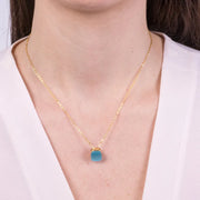 Collana in Metallo con cristallo quadrato verde acqua