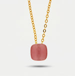 Collana in Metallo con cristallo quadrato rosa - BYSIMON gioielli