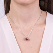 Collana in Metallo con cristallo quadrato marrone