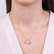 Collana in Metallo con cristallo quadrato bianco