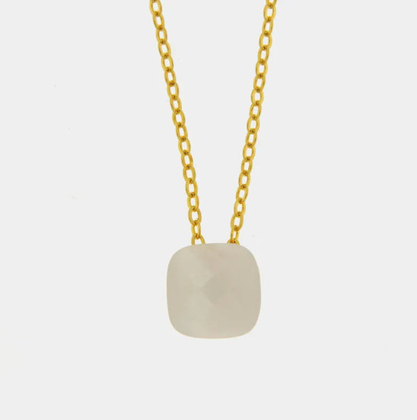 Collana in Metallo con cristallo quadrato bianco - BYSIMON gioielli