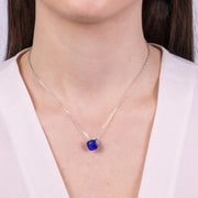 Collana in Metallo con cristallo quadrato blu