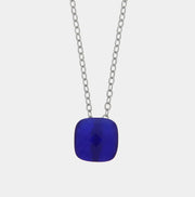 Collana in Metallo con cristallo quadrato blu