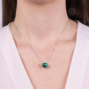 Collana in Metallo con cristallo quadrato verde