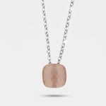 Collana in Metallo con cristallo quadrato rosa cipria - BYSIMON gioielli