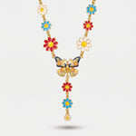 Collana in Metallo con farfalla e fiori colorati - BYSIMON gioielli