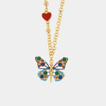 Collana in Metallo con farfalla multicolor e cuore rosso - BYSIMON gioielli