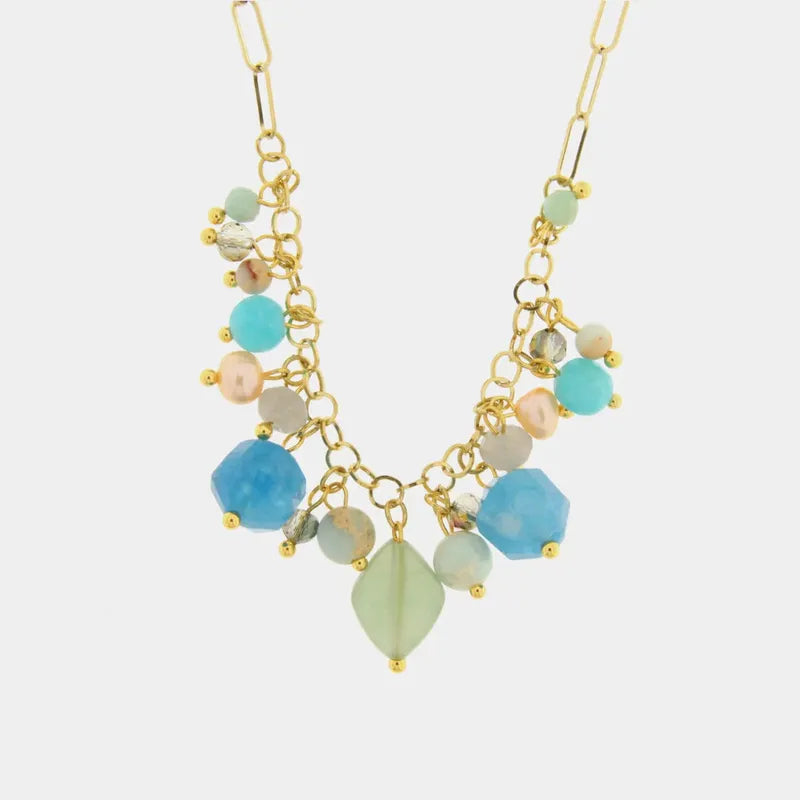 Collana in Metallo con cristalli in colori pastello