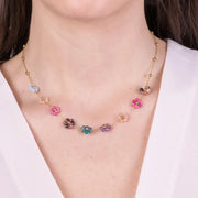 Collana in Metallo con fiori colorati