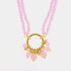 Collana in Metallo multifilo con cristalli rosa e cerchio centrale