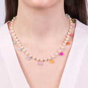 Collana in Metallo con perline e cristalli colorati