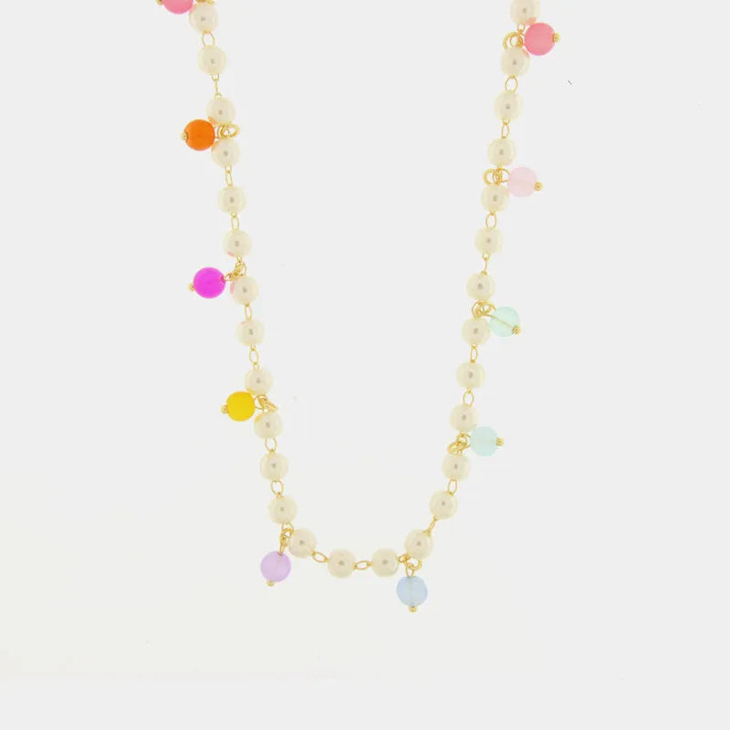 Collana in Metallo con perline e cristalli colorati