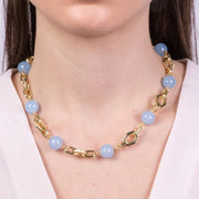 Collana in Metallo a catena con cristalli azzurri