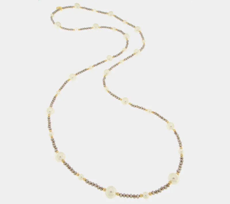 Collana in Metallo con perline viola e bianche