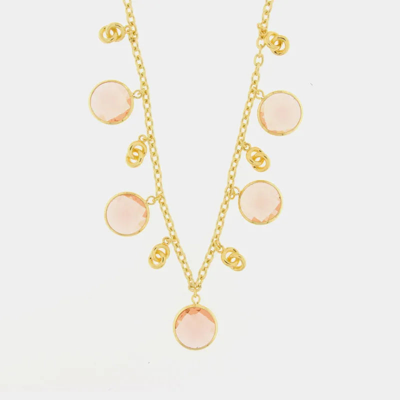 Collana in Metallo con cristalli rosa - BYSIMON gioielli
