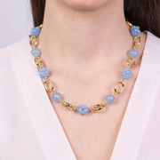 Collana in Metallo con cristalli azzurri