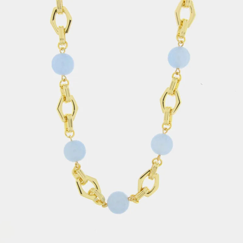 Collana in Metallo con cristalli azzurri