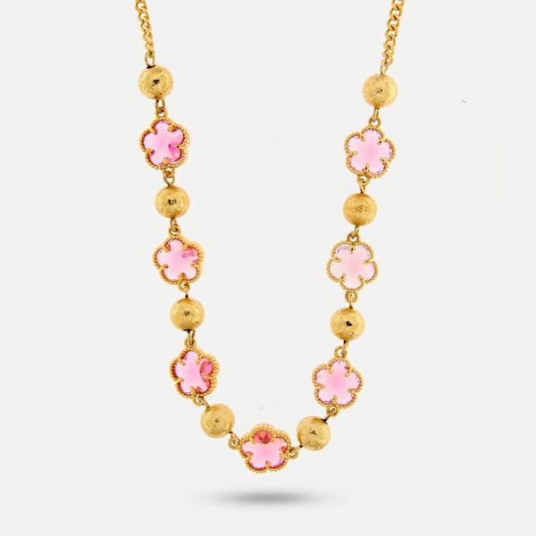Collana in Metallo con fiori rosa - BYSIMON gioielli