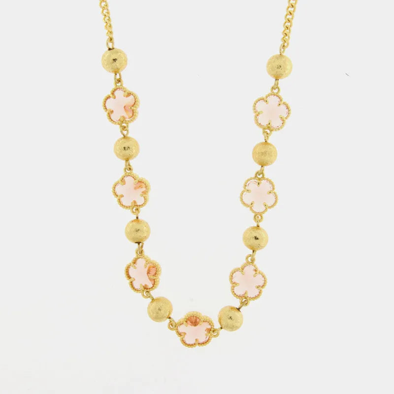 Collana in Metallo con fiori rosa
