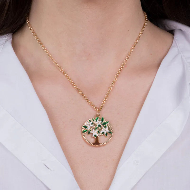 Collana in Metallo con albero di fiori