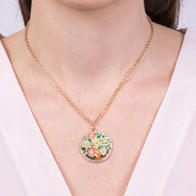 Collana in Metallo con albero e fiori colorati