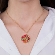 Collana in Metallo con albero e cuori rossi