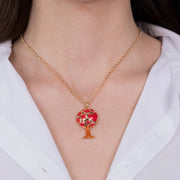 Collana in Metallo con albero e cuori rossi