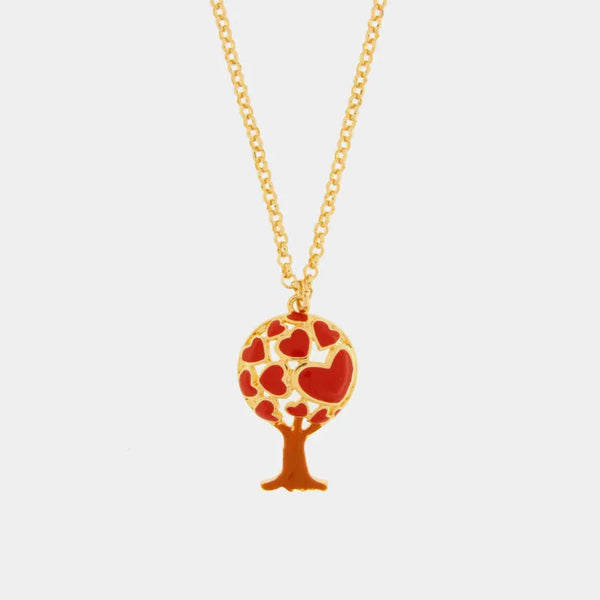 Collana in Metallo con albero e cuori rossi - BYSIMON gioielli