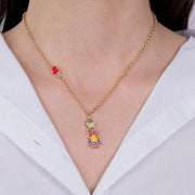 Collana in Metallo con donna e piccolo cuore rosso