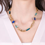Collana in Metallo con cristalli blu - BYSIMON gioielli