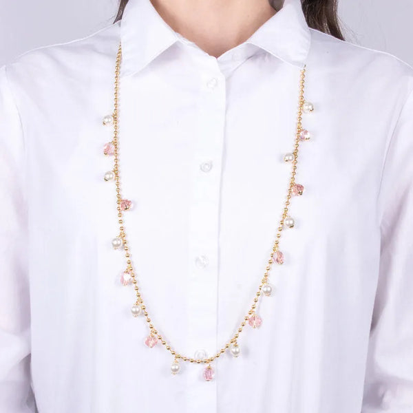 Collana in Metallo con cristalli e perle sintetiche - BYSIMON gioielli