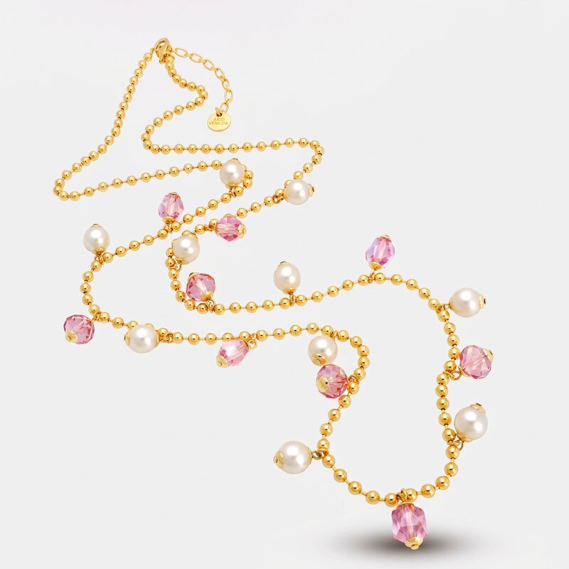 Collana in Metallo con cristalli e perle sintetiche - BYSIMON gioielli