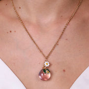 Collana in Metallo con bottiglina e fiori bianchi