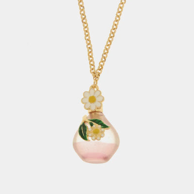 Collana in Metallo con bottiglina e fiori bianchi