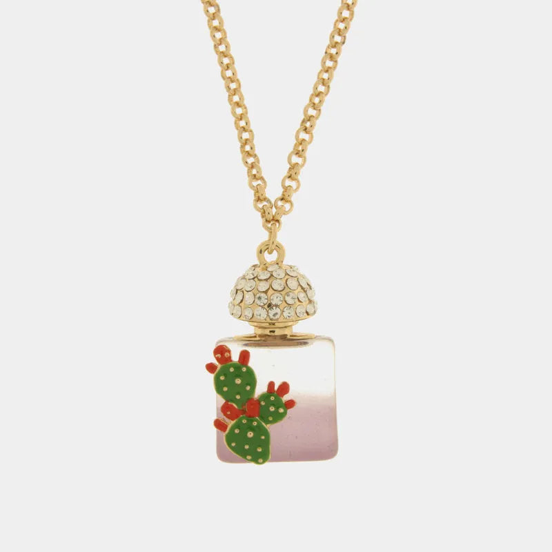 Collana in Metallo con bottiglina e cactus