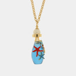 Collana in Metallo con bottiglina ovale e stelle marine