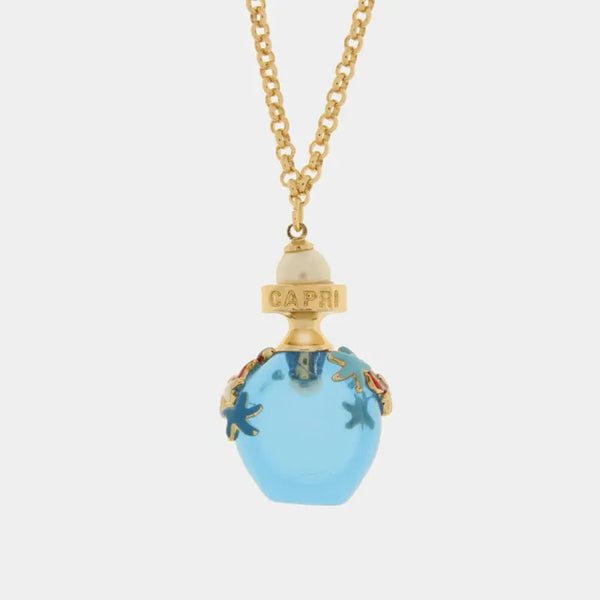 Collana in Metallo con bottiglina con scritta capri