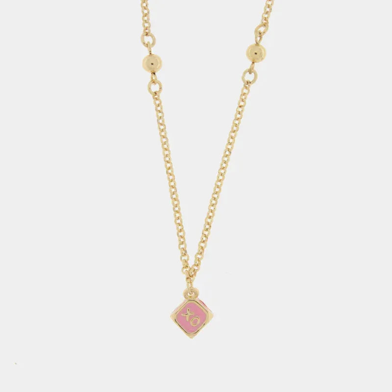 Collana in Metallo con dado rosa