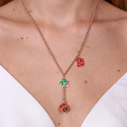 Collana in Metallo con 13, quadrifoglio e dado pendentge