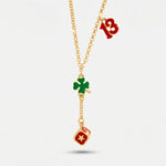 Collana in Metallo con 13, quadrifoglio e dado pendentge - BYSIMON gioielli