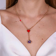 Collana in Metallo con cuore e dado  pendente