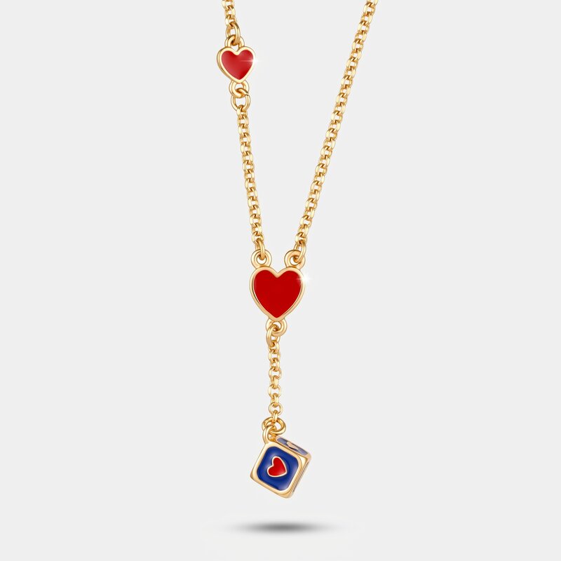 Collana in Metallo con cuore e dado  pendente - BYSIMON gioielli
