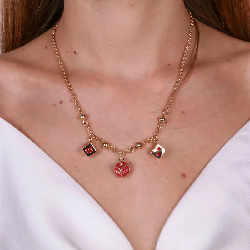Collana in Metallo con perline e dadi pendenti